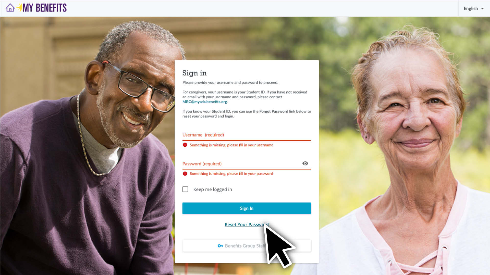 Go to caregiverlearning.org and click the Reset Your Password link.
