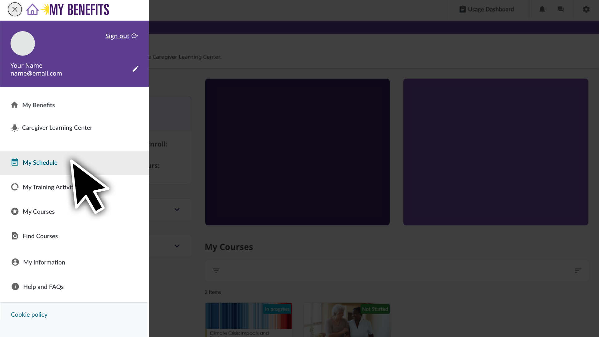 Select the My Schedule page.
