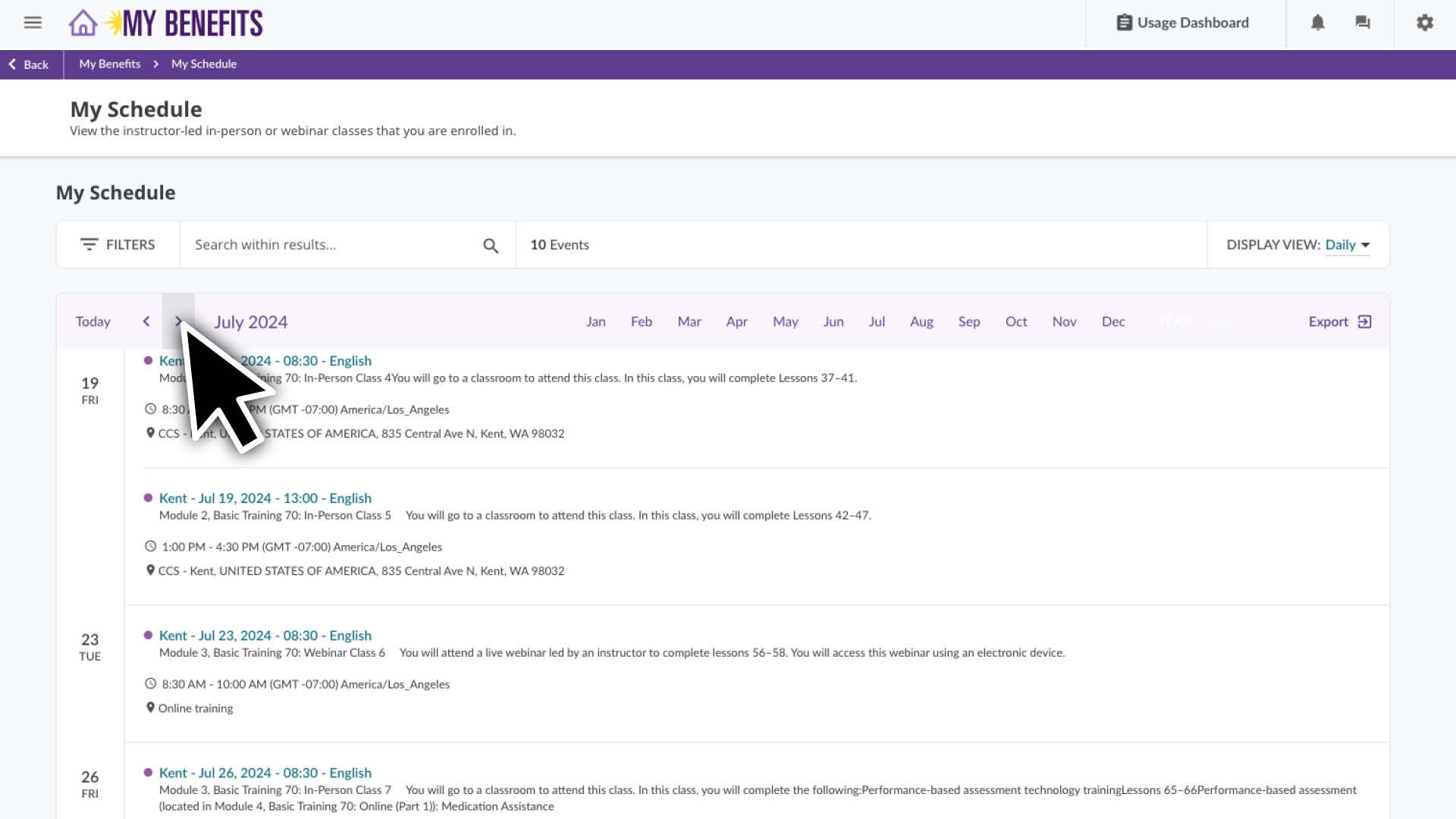 Click the arrows to select a different month.