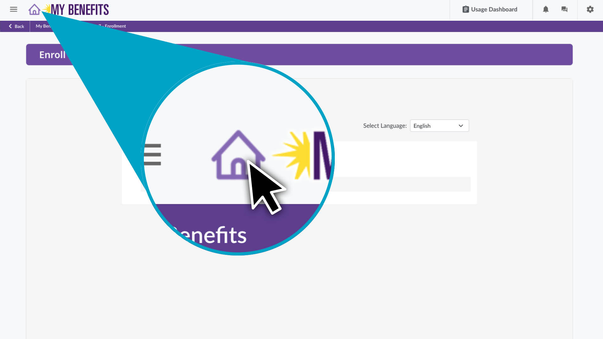 Click the home icon to return to your home page.