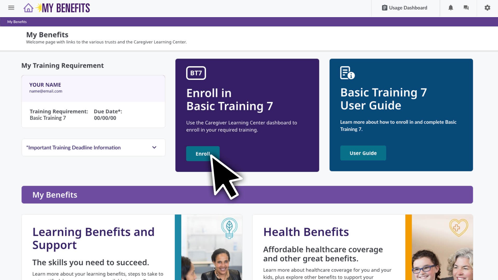 Once you are logged in, click the Enroll button.