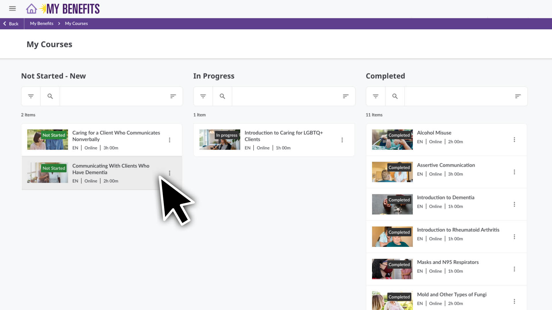 Click on the Course.