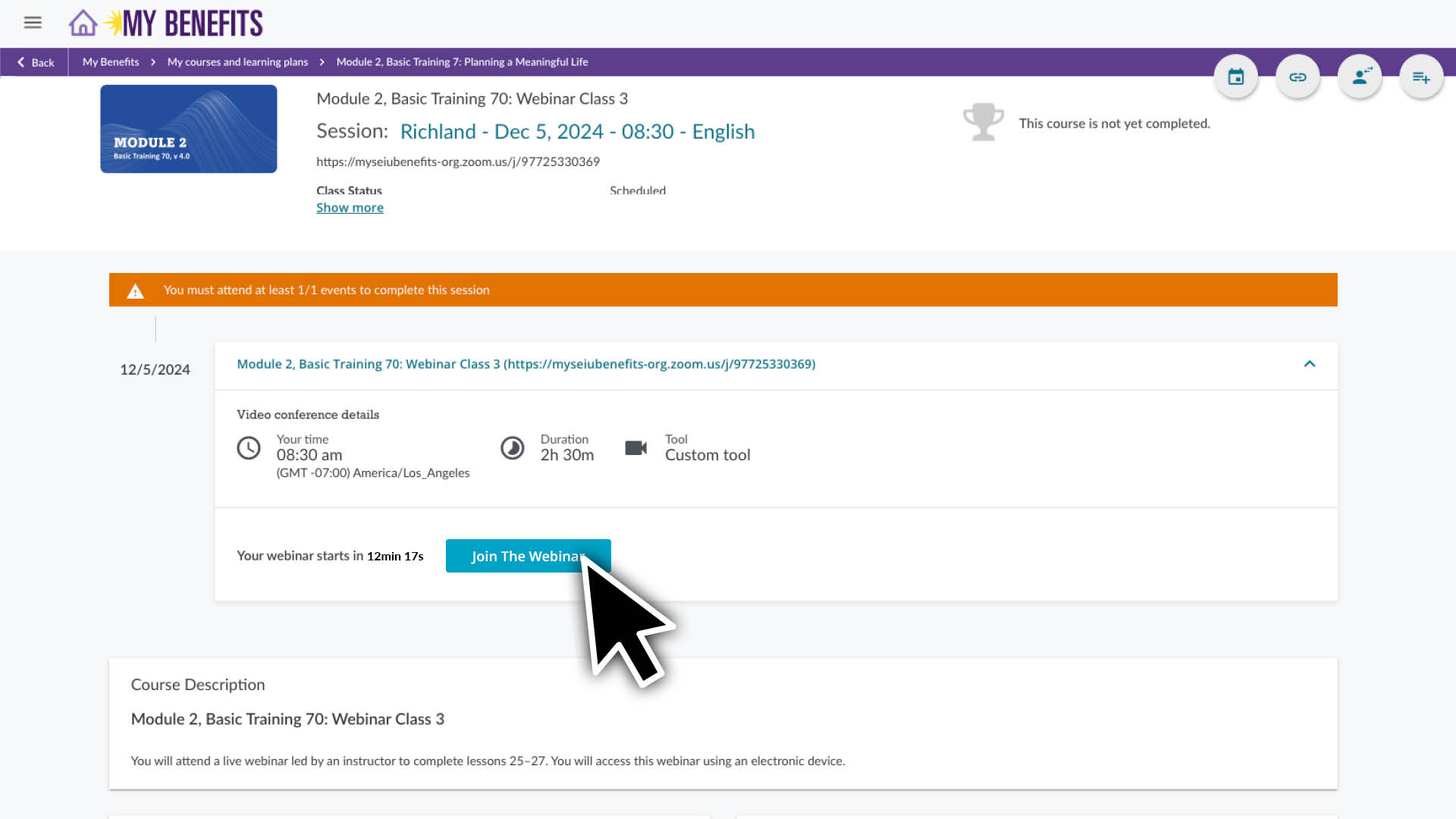 Click the Join The Webinar button to launch Zoom.