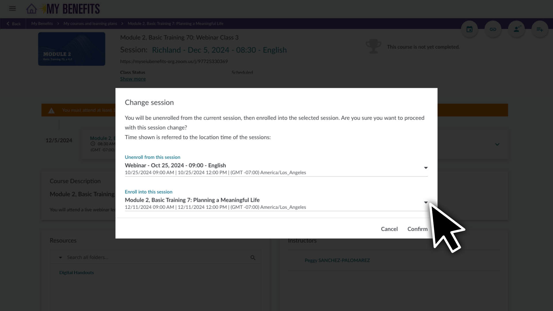 In the pop-up box, click the down arrow to view your schedule options.